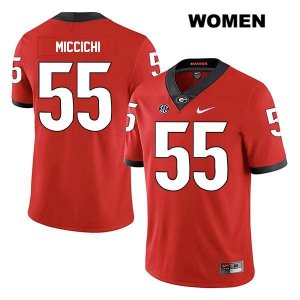 Women's Georgia Bulldogs NCAA #55 Miles Miccichi Nike Stitched Red Legend Authentic College Football Jersey KFU4154NZ
